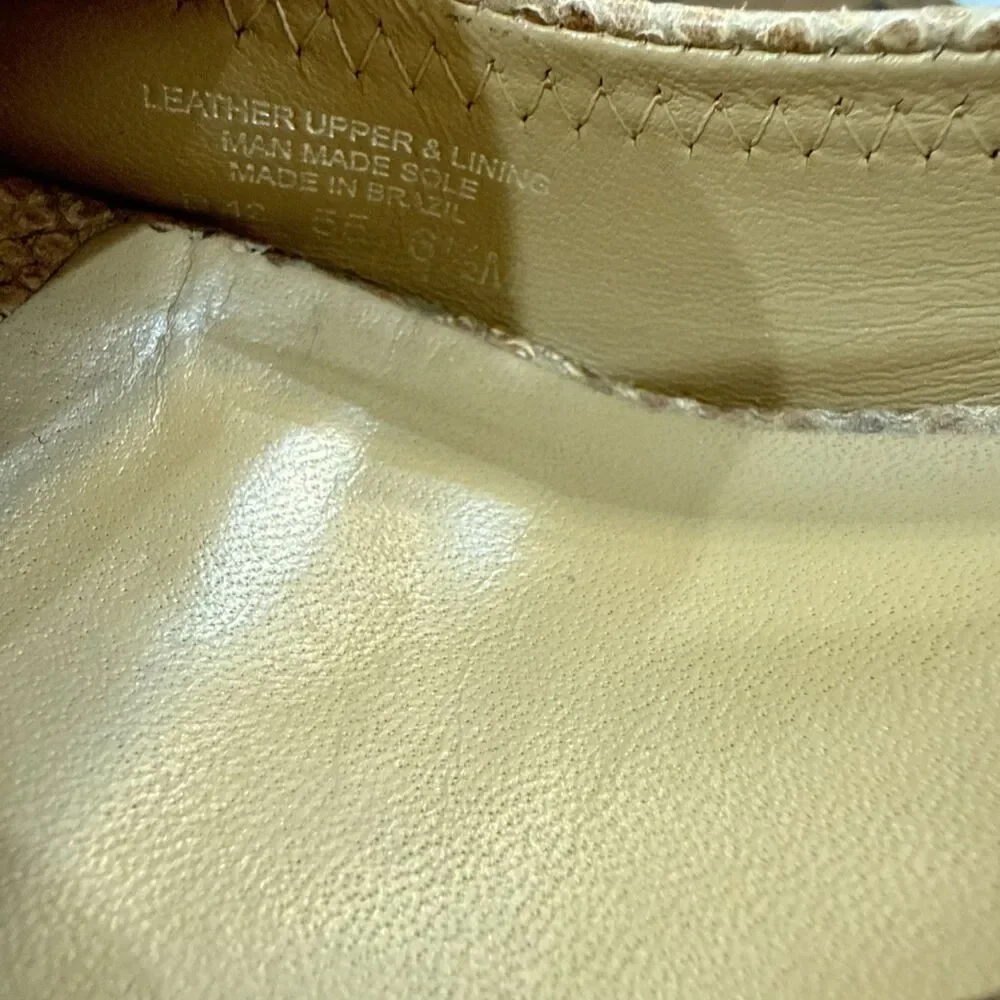Tory Burch Julianne Snake Print Peep Toe Wedge Heels Logo Medallion 6.5M Leather